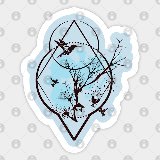 Boho Style Hummingbird Art Sticker by BWXshirts